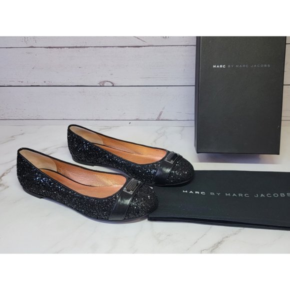 Marc by Marc Jacobs Glitter Ballet Flats METALLIC BLACK